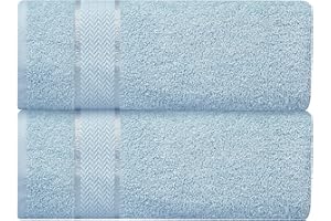 CRAFTBERRY Luxury Bath Sheets| 100% Cotton| Soft, Plush, Thick, Fluffy, Absorbent, Quick Dry| Home, Gym, Pool, Hotel, Shower | Oversized Large Towel Set for Bathroom| Set of 2| 35 x 70| Light Blue / Sky Blue
