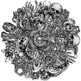 50Pcs Black Vintage Gothic Stickers, Dark Spooky Skull Witchy Decorative Stickers for Journal Scrapbooking Skateboard Luggage Laptop Water Bottle Halloween Gifts, Waterproof PET Transparent Decals