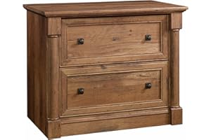 Sauder Palladia 2 Drawer File Cabinet, Lateral Filing Cabinets for Home Office, Hanging File Folders Organizer, Interlocking Drawers, in Vintage Oak Finish