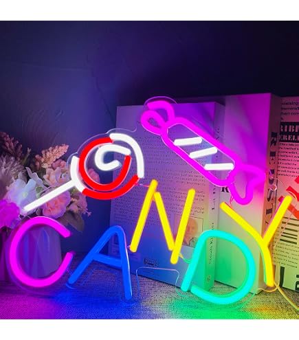 Candy Neon Sign for Wall Decor Candyland Party Decorations, Candy