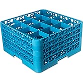 Carlisle FoodService Products Opticlean Glass Rack 16 Compartments with 4 Extenders for Kitchens and Restaurants, Plastic, 19.875 x 19.875 x 10.5 Inches, Carlisle Blue, 10.3"