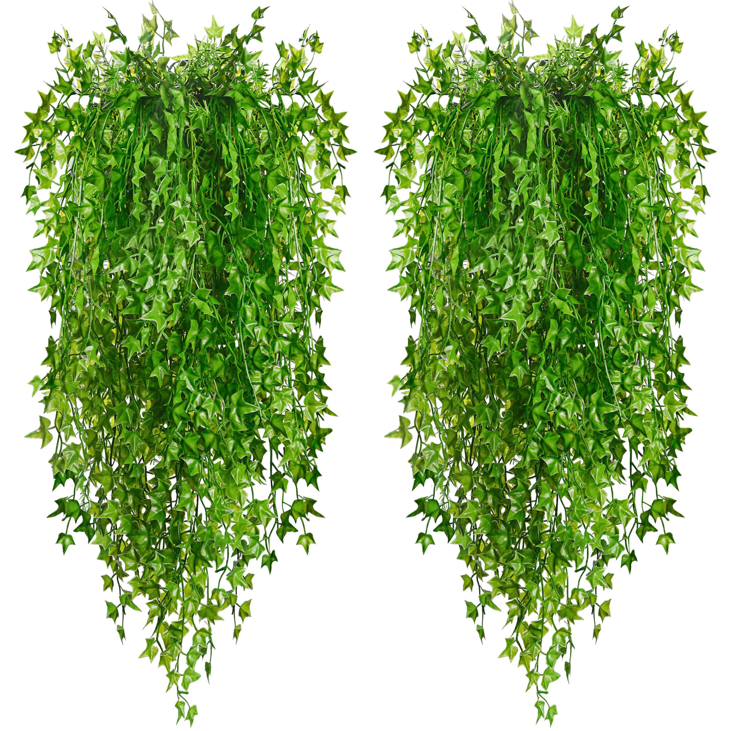 Photo 1 of Der Rose 3Pcs Fake Hanging Ivy Plants 46.4'' Long Faux Ivy Vine Uv Resistant Artificial Outdoor Plants for Rome Home Indoor Patio Balcony Porch Wall Decor