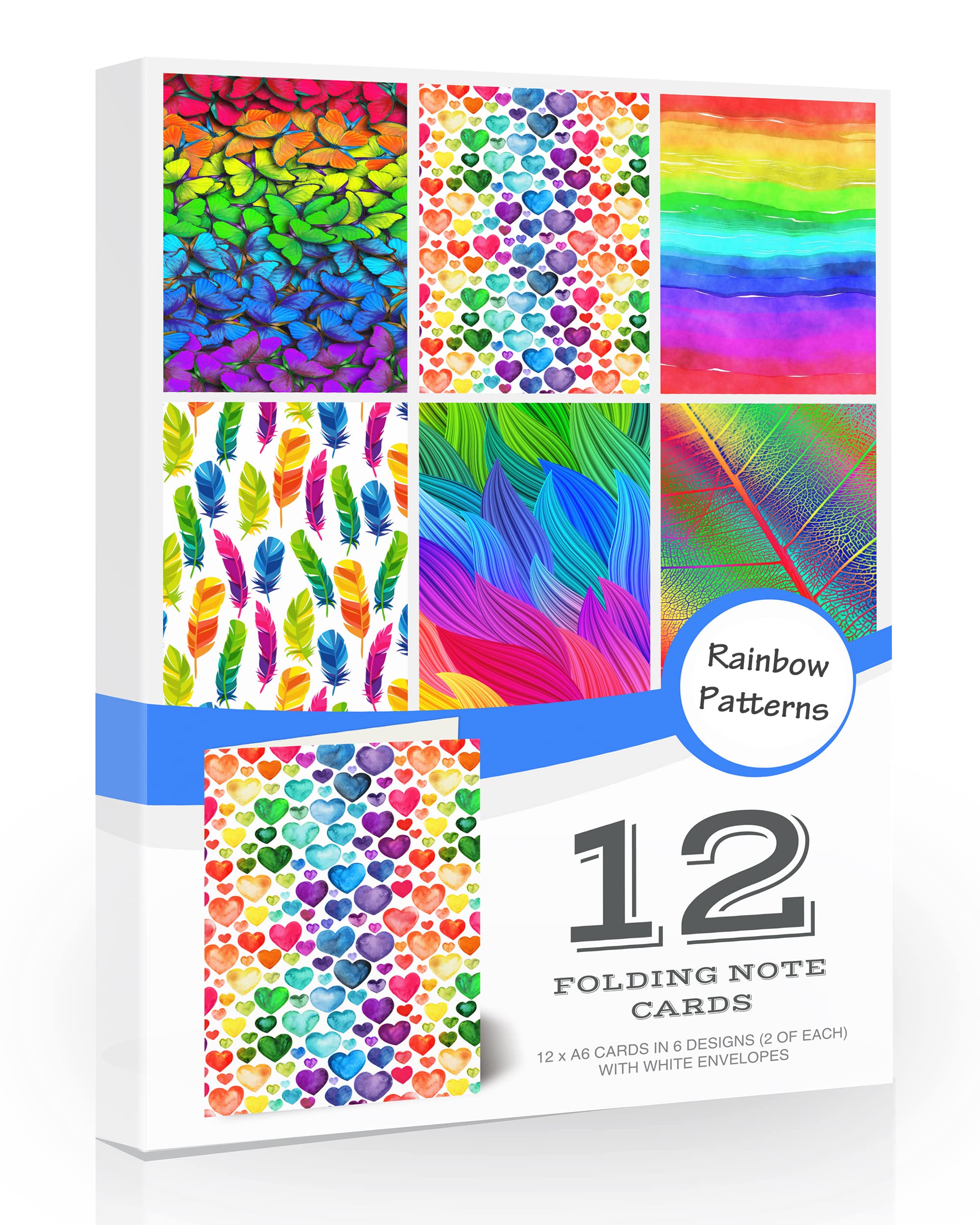 12 x Rainbow Notecards with Envelopes. Blank inside for all occasions
