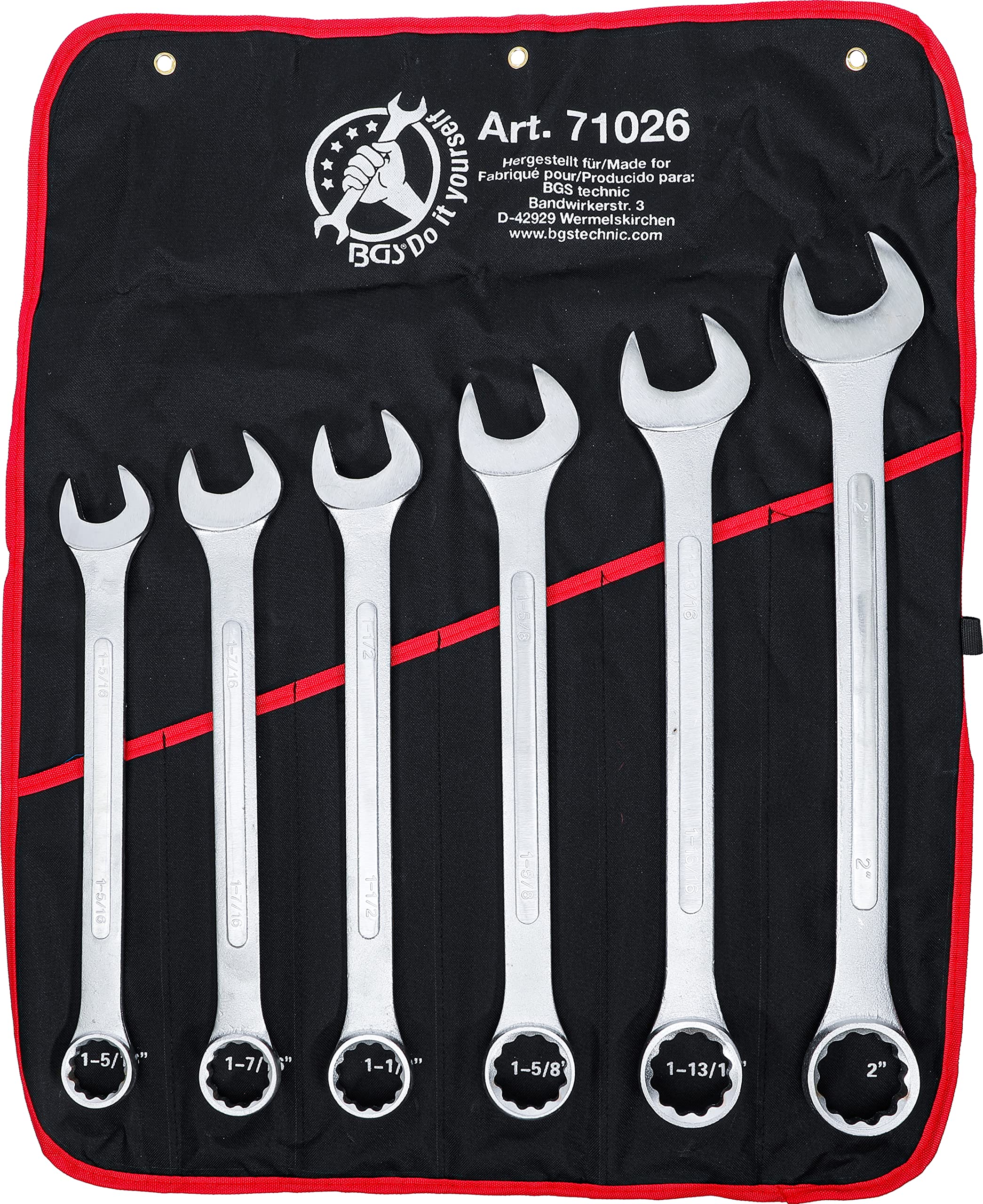 BGS Diy 71026 | Combination Spanner Set | XXL | Inch Sizes | 1.5/16" - 2" | 6 pcs.
