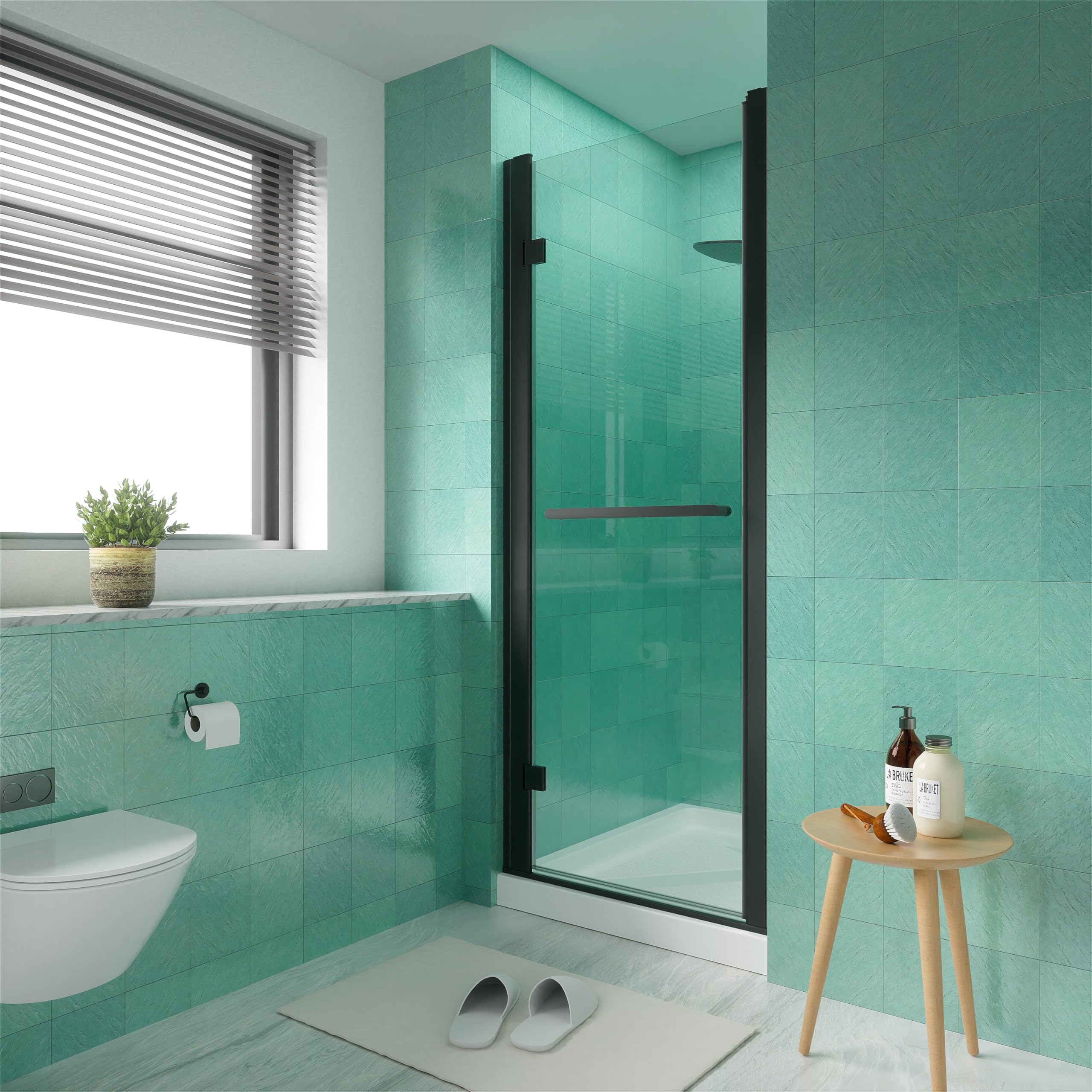 Photo 1 of 28-30 in.W x72 in.H i-Homare Frameless Pivot Shower Door, 1/4 inch (6mm) SGCC Clear Tempered Glass Pivot Swing Shower Door, Easy to Clean