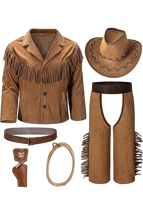 Ropa Años 80 Disfraz Chaleco Vaquero Para Niños Ante Con Flecos