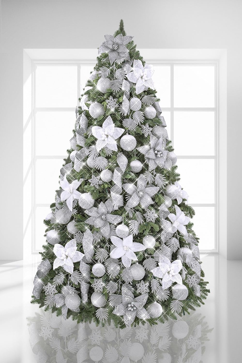 Tree Toppers 10pcs Christmas Tree Decoration Flowers Christmas Flowers Xmas Tree Decor For Christmas Ornaments Wedding Party Decors Louisayork Glitter Christmas Flower Seasonal Decor Christmas
