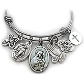St. Clare of Assisi Bangle Bracelet, Patron Saint Confirmation, Catholic Jewelry Gift