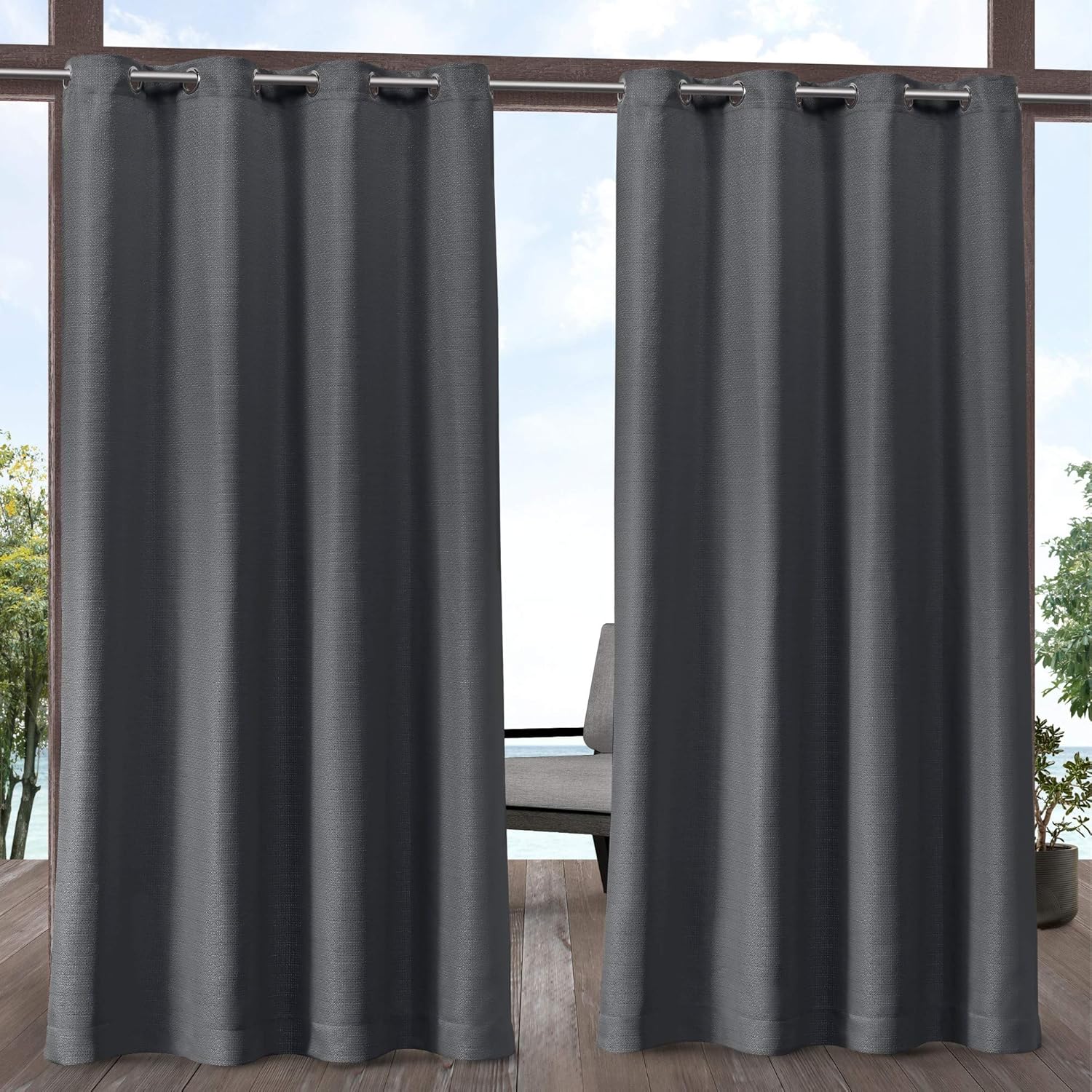 Exclusive Home Curtains Aztec Indoor Outdoor Grommet Top Curtain Panel Pair, 54x84, Azure