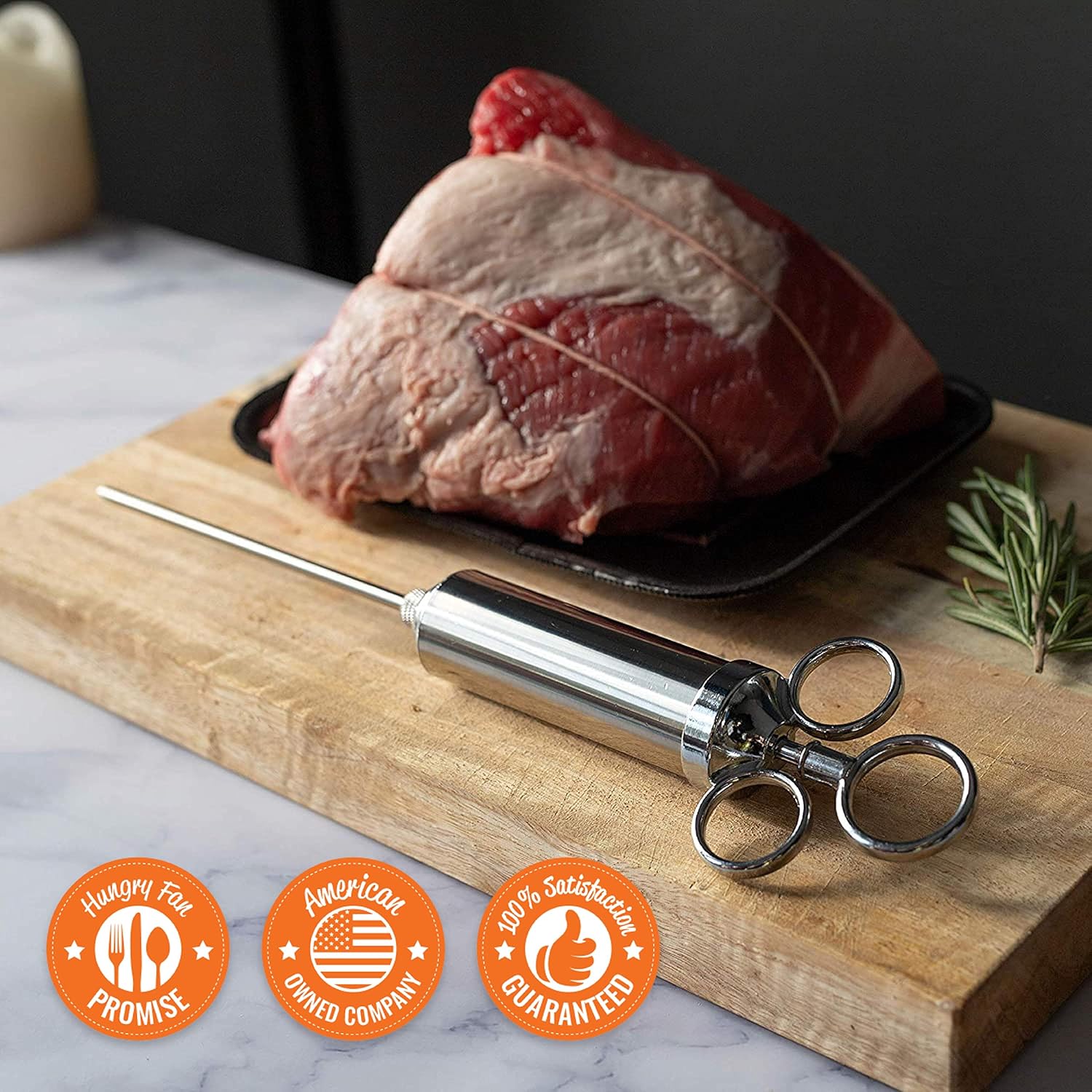 GRILLHOGS Marinade Meat Injector Kit, 304 Premium Stainless Steel BBQ Grill Syringe, Great Basting Tool for Larger Cuts of Meat Like Turkey, Grilling Gifts for Men, 2-Oz Capacity Barrel with 3 Needles: Kitchen & Dining