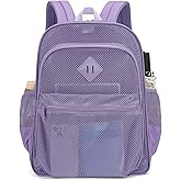 Mesh Bacpack Heavy Duty for School, Lightweight See Through College Backpack for Work Beach Sports (Lavender Purple)