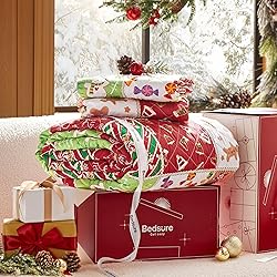 Bedsure Christmas Quilt Set Queen - Red Quilts for