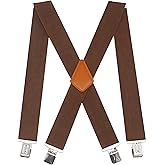 Doloise Men's Suspenders X Back 2 Inches Wide with Extra Heavy Clips Adjustable Braces for Men Suspender