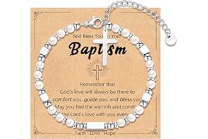 IKIATY Cross Charm Bracelet for Girls, Baptism Confirmation First Communion Christian Easter Gifts for Teens Girls Goddaughter Granddaughter Niece Daughter