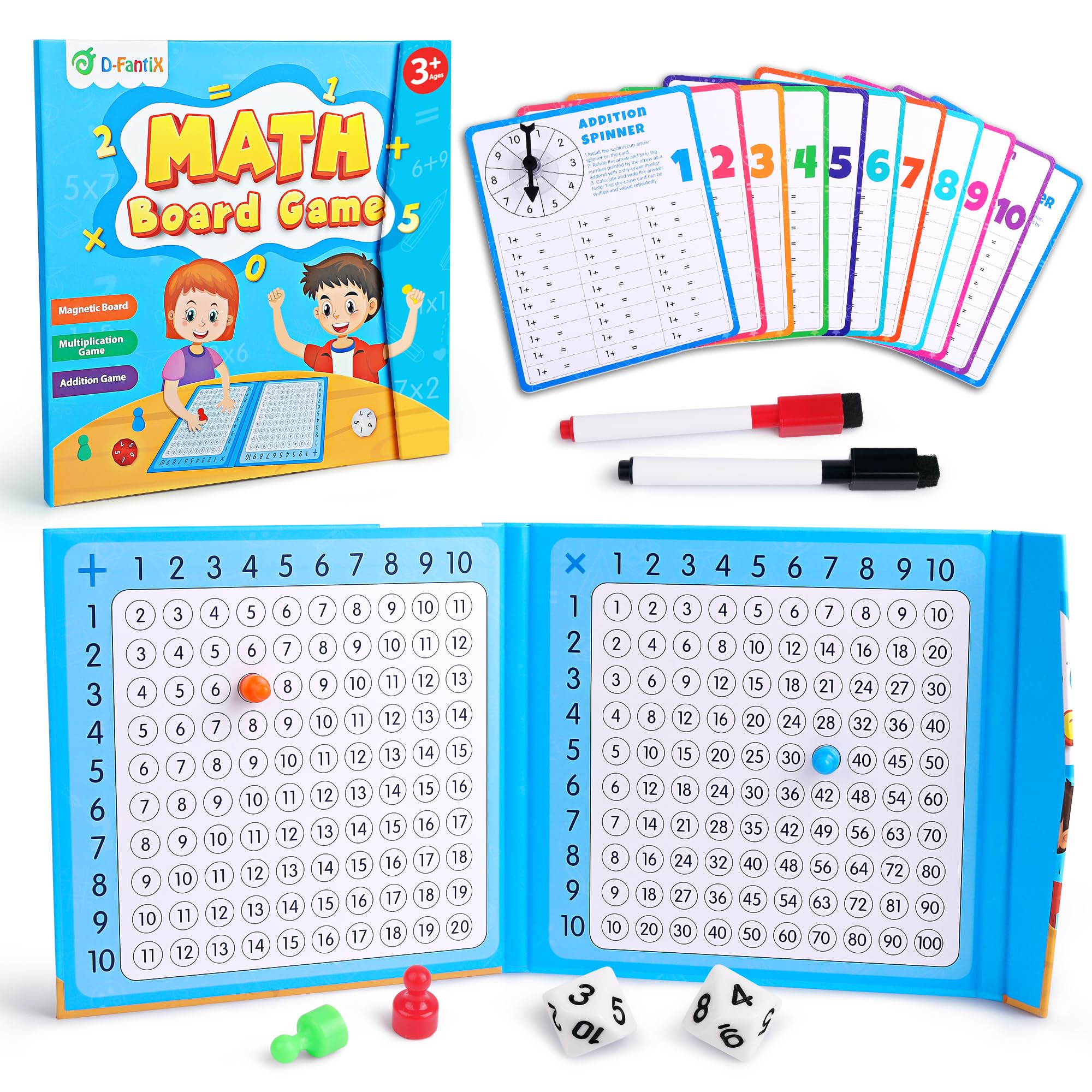 Photo 1 of D-FantiX Magnetic Addition Multiplication Game Board, Math Games for Kids 8-12, Math Manipulatives for Elementary School, Montessori Learning Toys for Homeschool Classroom