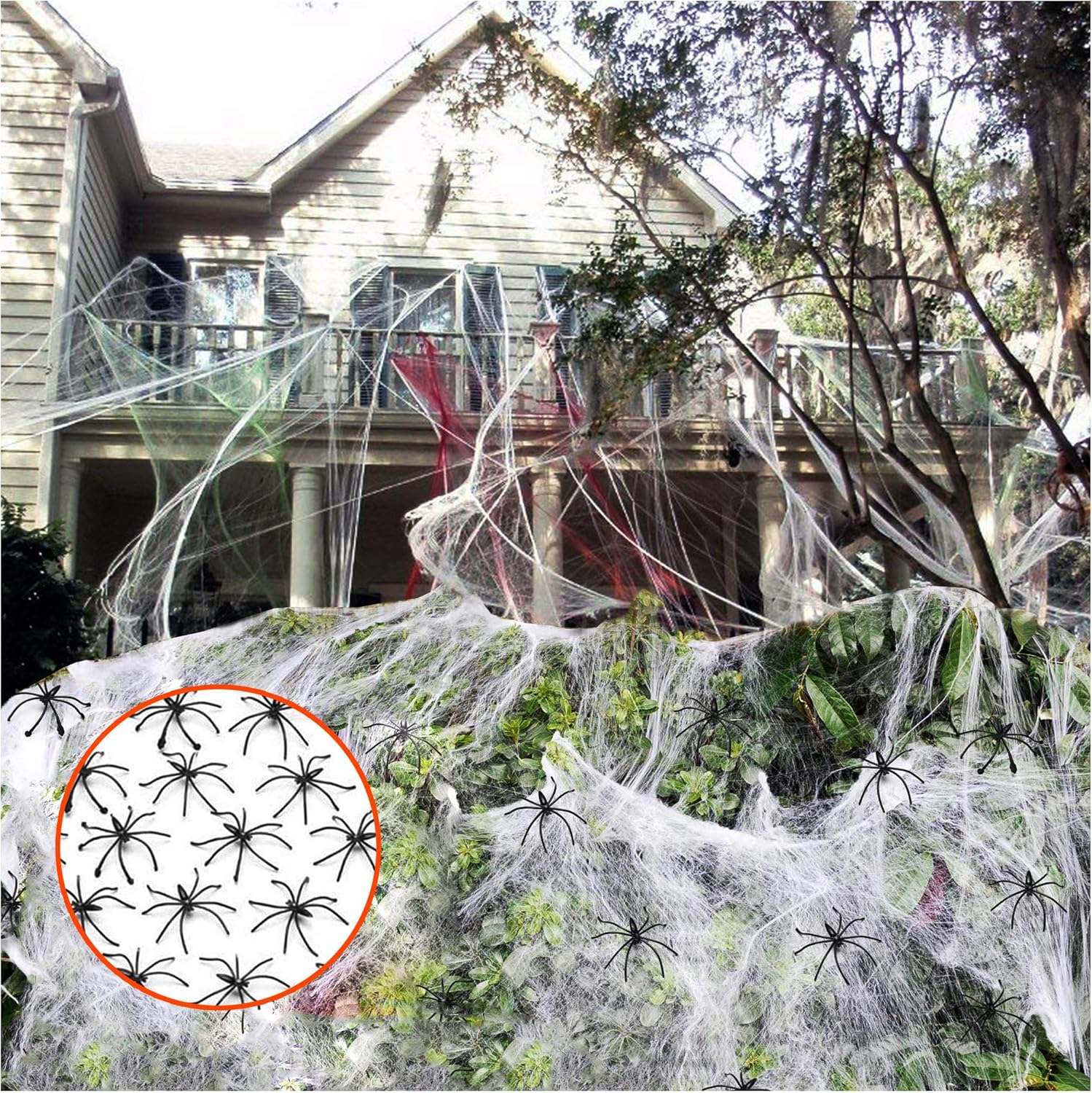 Telaraña elástica para Halloween (400 pies cuadrados), extra grande