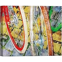 SIGNWIN Canvas Wall Art A Bike with Red Tires Transportation Bicycles Watercolor Impressionism Romantics Closeup Urban Pastel for Living Room, Bedroom, Office - 12x18 inches