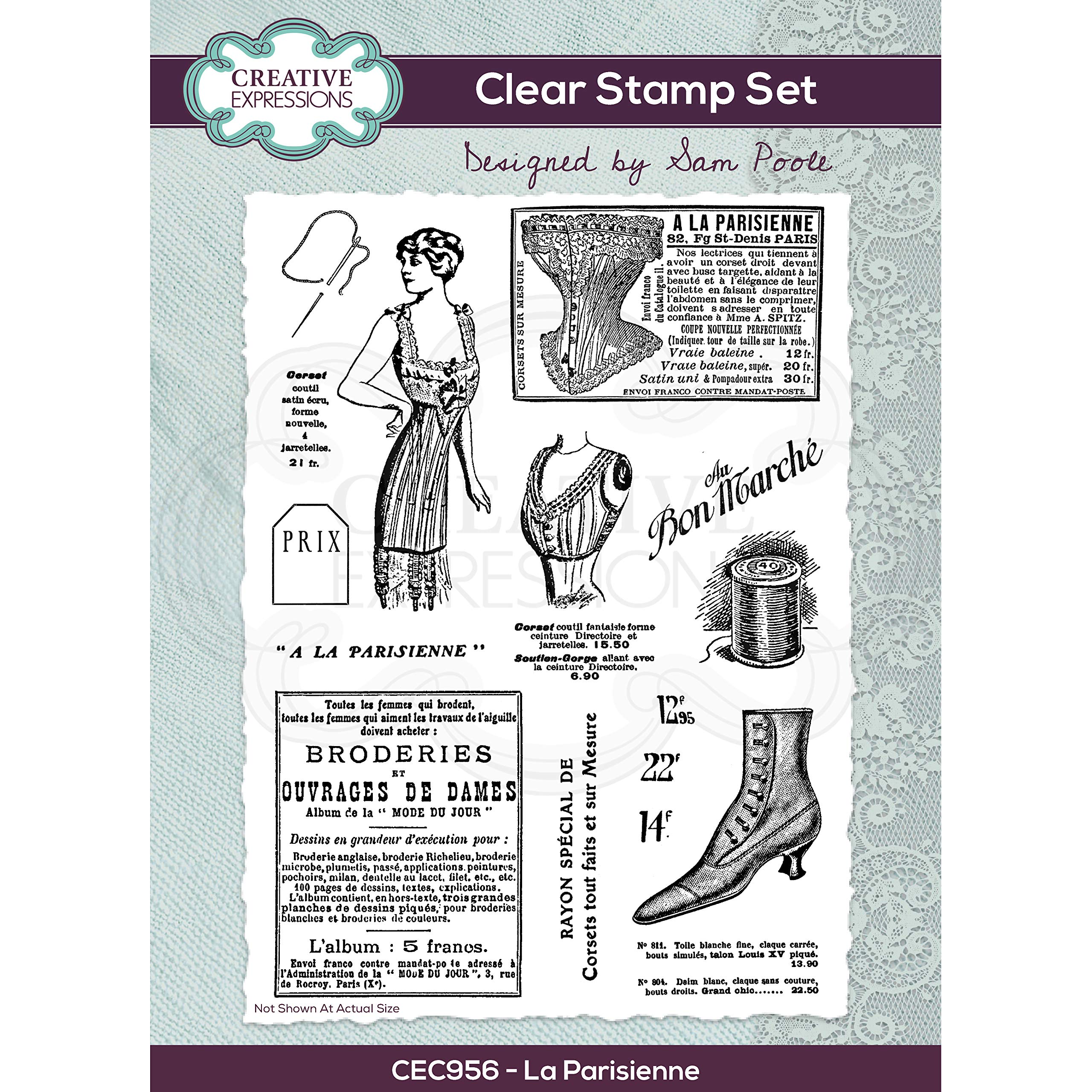 Creative Expressions Sam Poole-La Parisienne-Clear Stamp Set, A5
