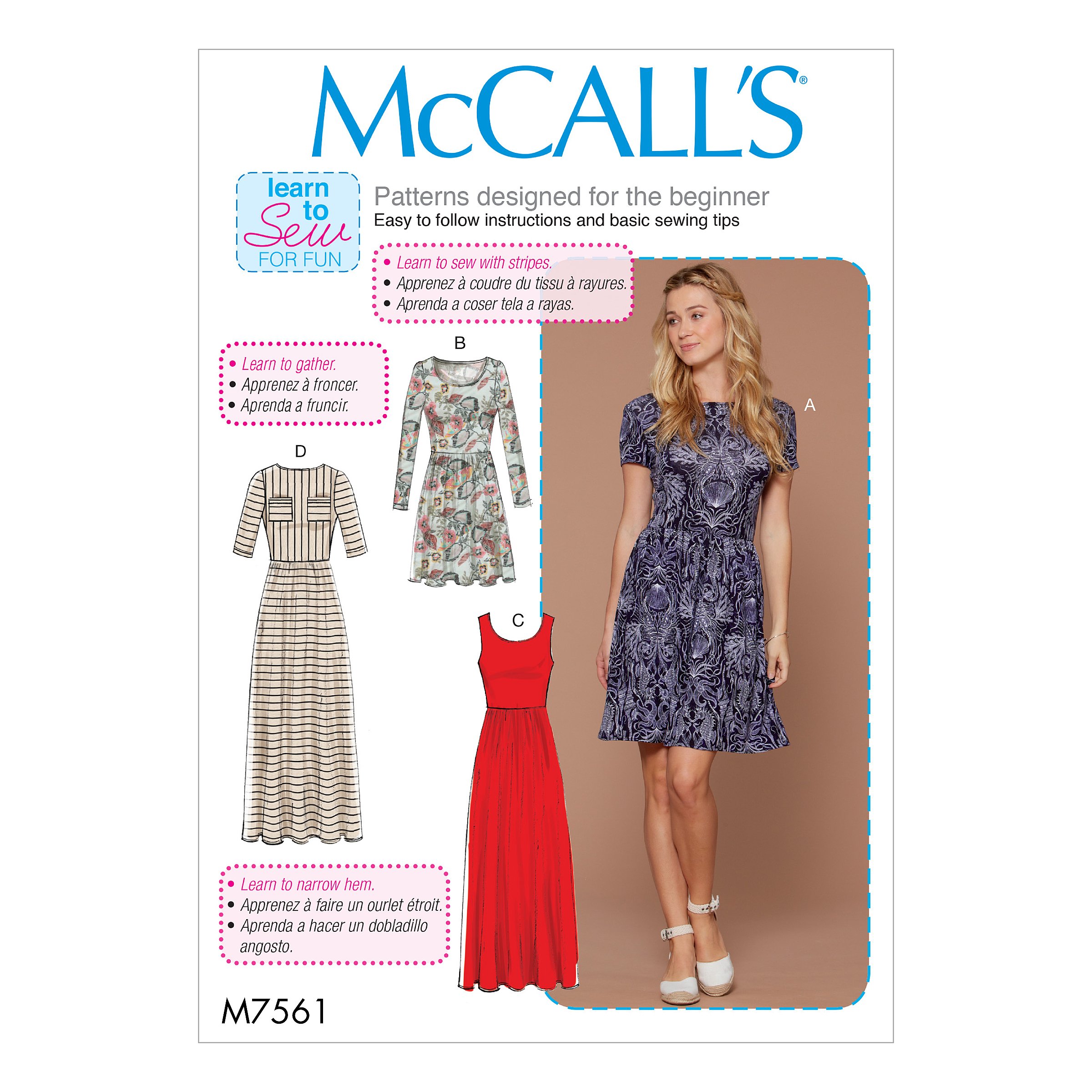 Mccall's Patterns 7561 Y,Misses Dresses,Sizes XSM-MED, Tissue, Multi/Colour, 17 x 0.5 x 0.07 cm