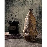 Handmade Wabi-Sabi Ceramic Vase - 13.3" Rustic Farmhouse Decor, Primitive Home Accent for Living Room, Cottagecore Gift (5.5"x5.5"x13.3")