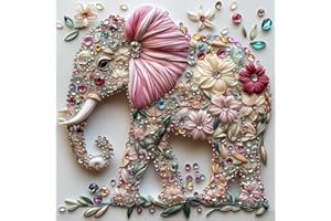 MINIWAN Elephant Jigsaw Puzzles for Adults 500 Pieces Colorful Crystal Flower Puzzles Beautiful Diamond Art Puzzle Difficult Unique Family Challenging Games Gift for Teens Adults Puzzle (20"x20")