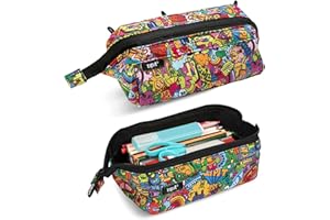 ZIPIT Lenny Pencil Case, Large Capacity Zipper Pouch for School, Stationery Bag for Teen Girls Boys and Adults, Colorful