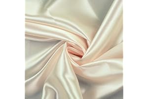 MDS-MEGADECORSUPPLY MDS Pack of 5 Charmeuse Bridal Solid Satin Fabric by The Yard for Wedding Dress Fashion DIY Crafts Costumes Decorations Apparel Crafts Drapery Silky & Shiny Satin 44" Wide Roll-Cream