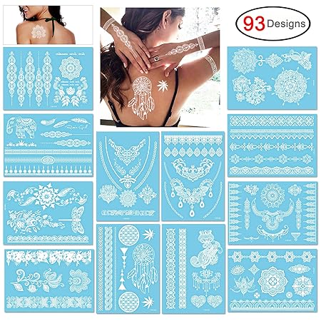 Konsait Mehndi temporäre Tätowierungs Aufkleber Temporäre Tattoos körperkuns Wasserdicht Tattoo für Mädchen Frauen Urlaub Ges