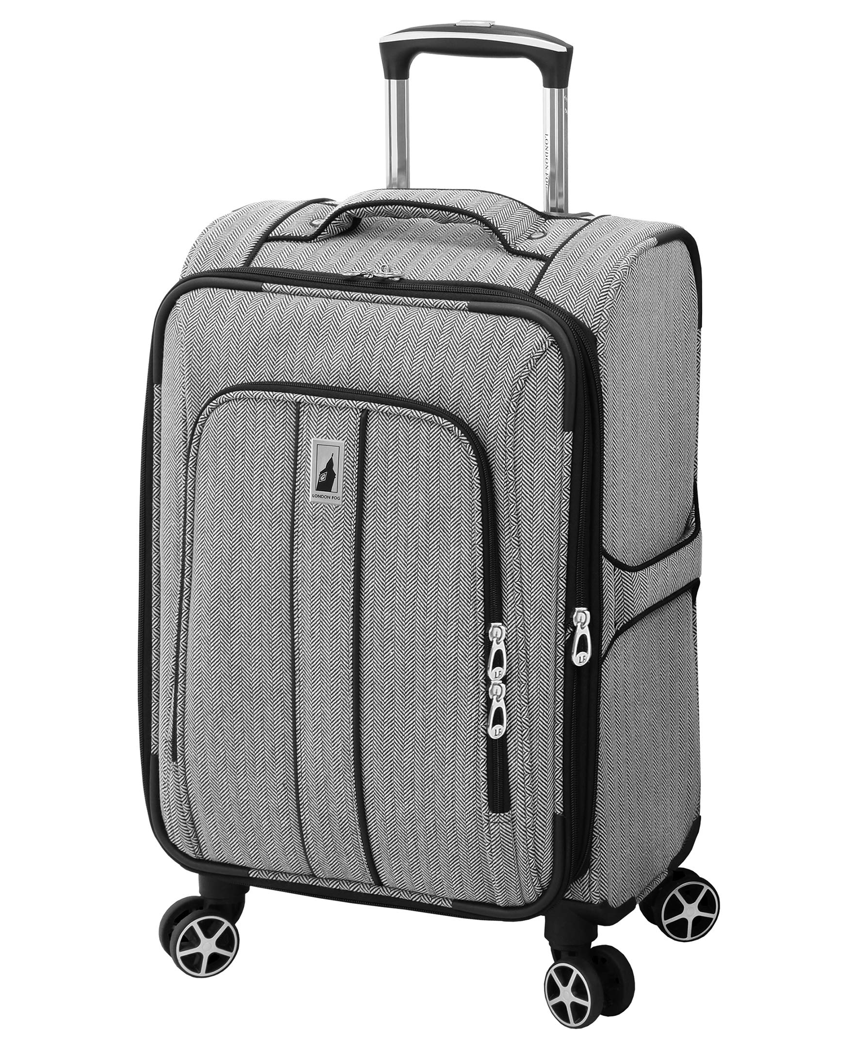 Photo 1 of ***(MAJOR DAMAGE/ SEE NOTES)***LONDON FOG Newcastle Softside Expandable Spinner Luggage, Black White Herringbone, Carry-On 20-Inch