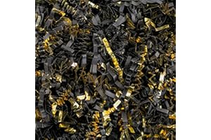 MagicWater Supply - 2 LB - Black & Gold - Crinkle Cut Paper Shred Filler great for Gift Wrapping, Basket Filling, Birthdays, Weddings, Anniversaries, Valentines Day, and other occasions