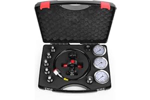 HOTROSE Hydraulic Nitrogen Accumulator Charging Kit, Nitrogen Fill Kit, Nitrogen Pressure Test System with 7 Couplings, 3 Gauges(1500PSI /4000PSI/ 6000PSI), and 1 Gas Hose (Nitrogen Black)