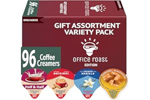 OFFICE ROAST Variety Pack Creamers Liquid Creamer Singles Coffee Cream Original, French Vanilla, Half-Half & Caramel Macchiato - No Refrigeration - Box Of 96
