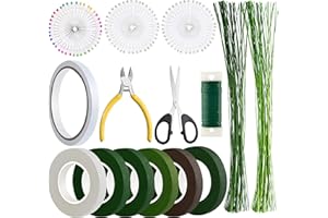 CHRORINE Floral Arrangement Tools Kit 6 Pcs Floral Tapes 26 Gauge Floral Wire 22 Guage Floral Stem Wire for Bouquet Stem Wrap