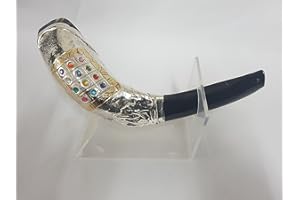 12 Tribes Silver Plated Rams Ram Horn Shofar Kosher From The Holy Land + Free stand