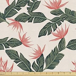 Ambesonne Jungle Fabric by The Yard, Retro Style