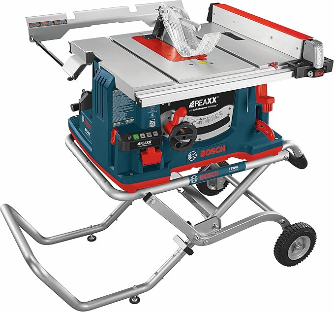 Bosch GTS1041A09 REAXX FleshDetecting Jobsite Table Saw with GravityRise Wheeled Stand, 10