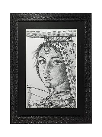 Gallery99 Village Girl Sketch Scratch Dust Proof Painting 15 Inch X 11 Inch Amazon In Home Kitchen