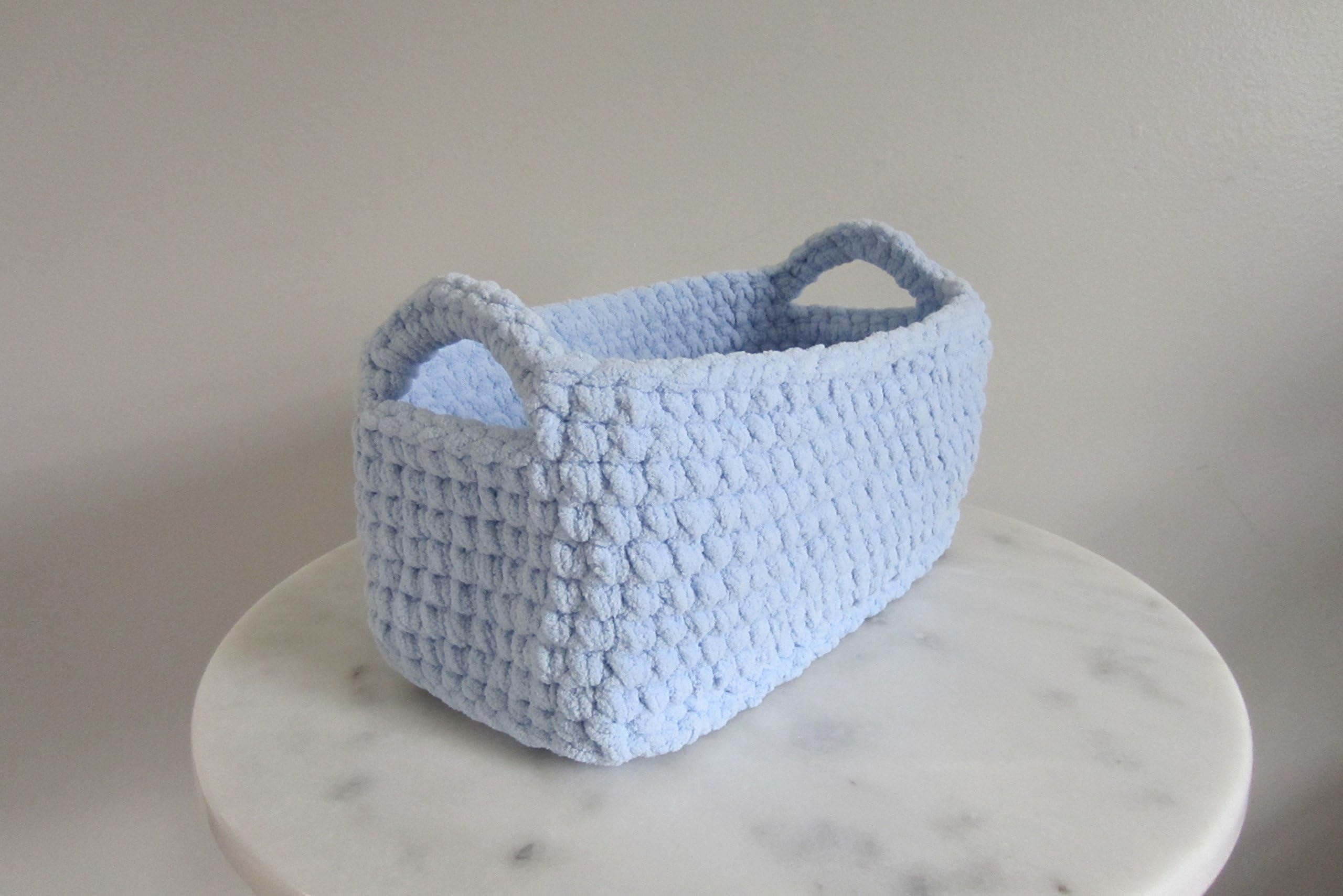 Crocheted Storage Basket, Rectangle Shelf Baskets, Blue or Pick Your Color