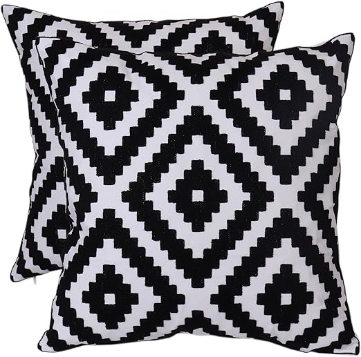 Amazon Com Bridgeso Geometric Throw Pillow Case Black Diamond