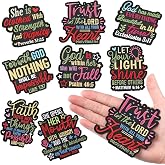 Lyrow 8 Pcs Christian Iron on Patches Bible Verse,Colorful,Vintage Color | 3'' Christian Faith Patches for Women, Sewn Applique for Jacket Backpack Hat, Inspirational Religious Scripture Decoration