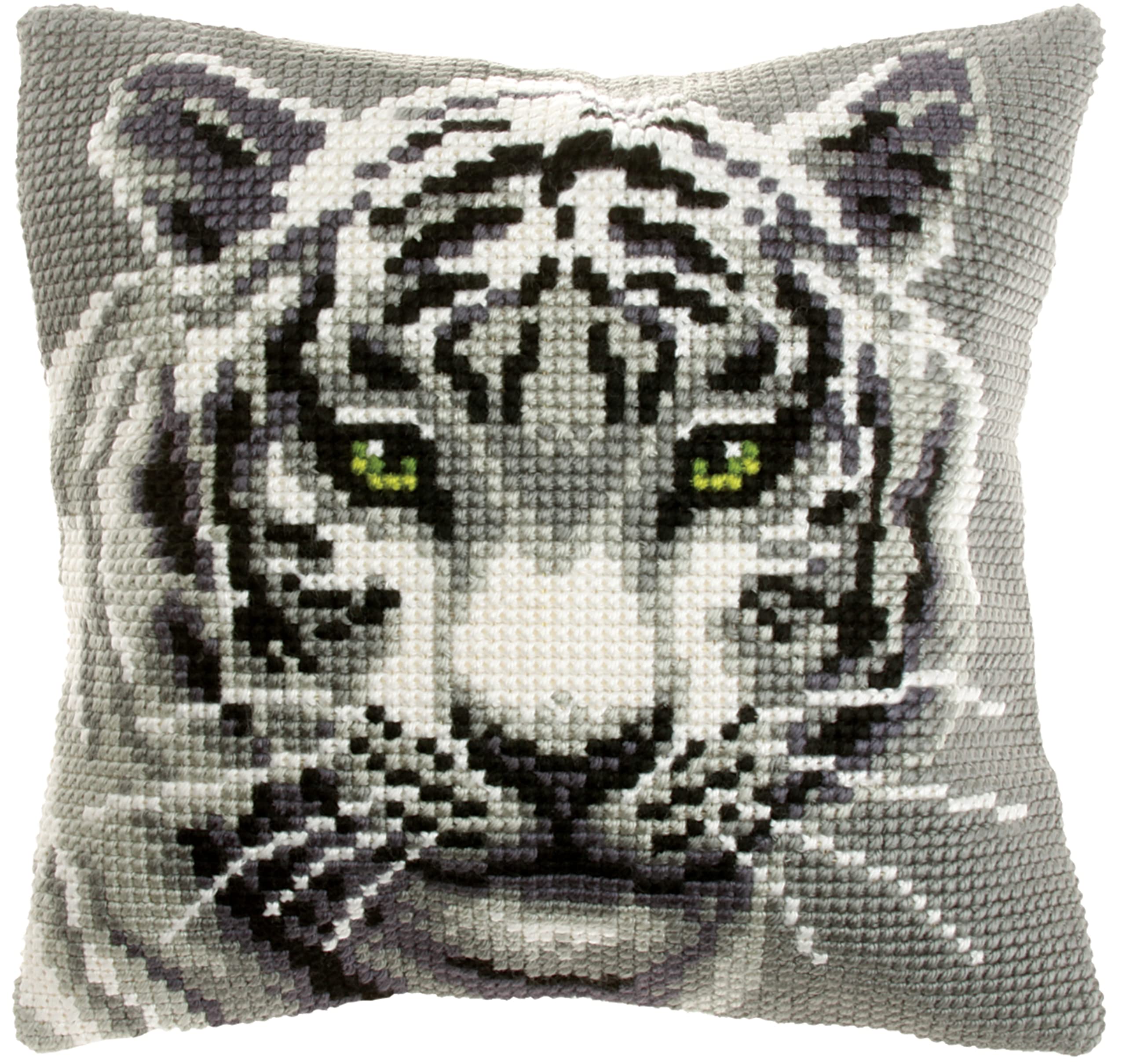 Orchidea - Cushion Cross Stitch Kit - White Tiger - Printed Canvas - 4.5 Count - for Adults - 9531, 40 x 40cm