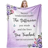 Farewell Gifts for Women, Coworker Boss Leaving Job Gifts, Goodbye Going Away Gifts, Employee Appreciation Gifts， Retirement Gifts for Teacher Nurse Doctor Mom, Farewell Blanket 50"X60"- Floral