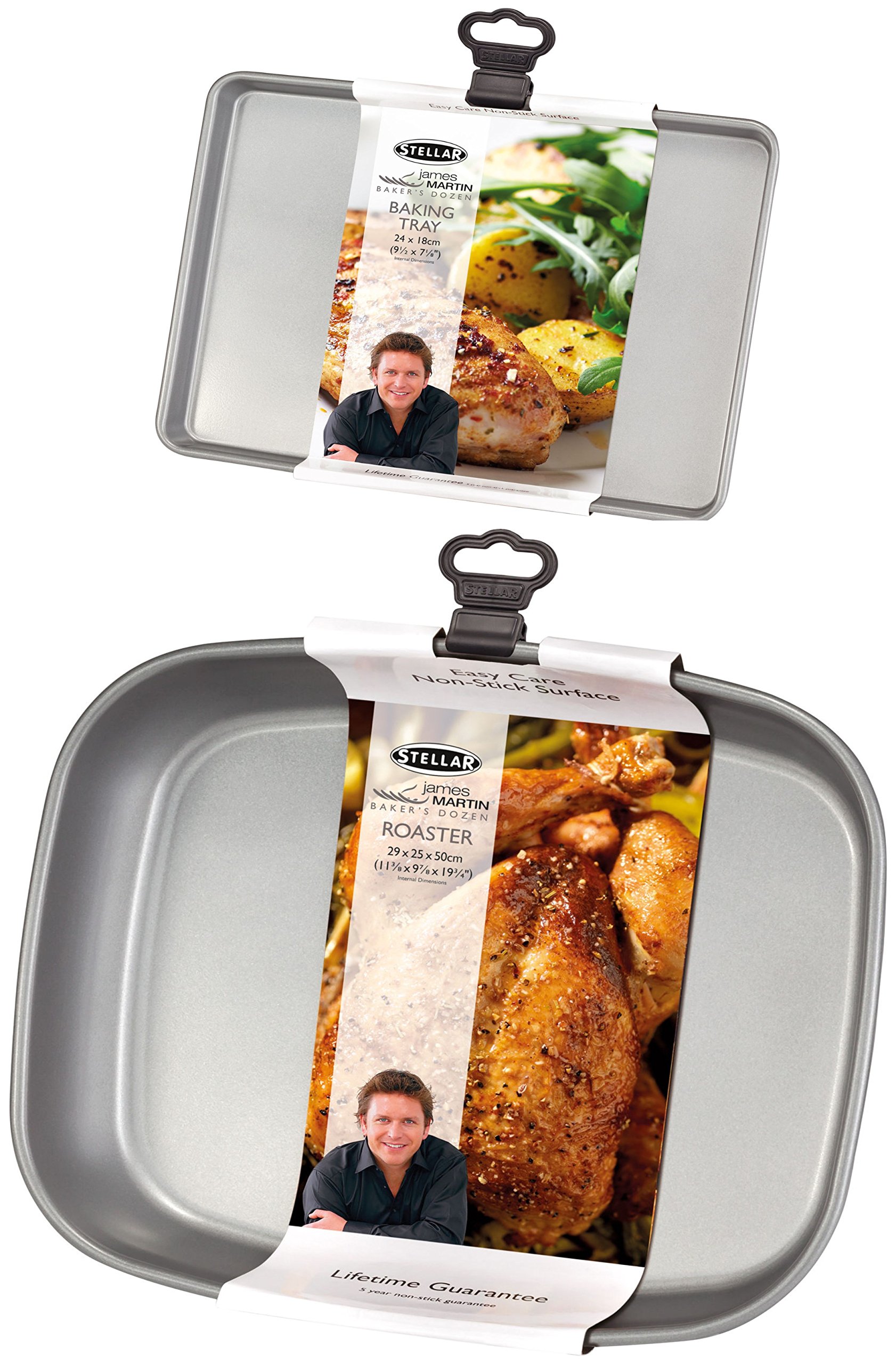 Stellar - James Martin Heavy Duty Non Stick Roasting - Oven Tray Sets (Medium Roast + Small Baking Tray)