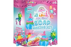 Bambibo Princess & Unicorn Soap Making Kit for Kids - MEGA Pack 52 Pcs | 4 Moulds, 8 Soaps, 3 Scents, 5 Colors, 2 Glitters | Make Your Own Soap Kit for Kids | DIY Kids Soap Making Kit | Kids Soap Kit