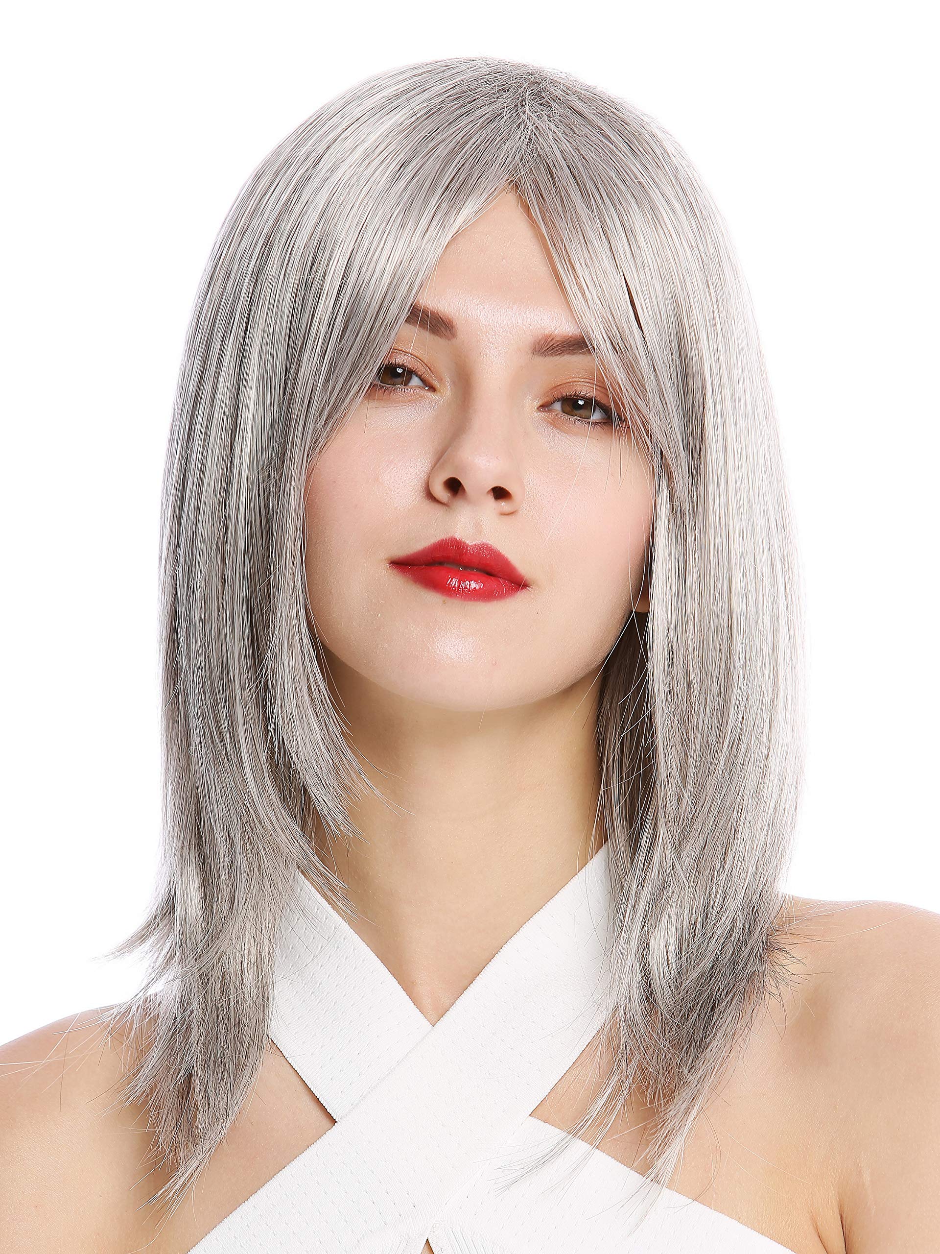 WIG ME UP - GFW2472-51 Quality Lady Wig shoulder-length fringe parting straight silvery gray 17inch