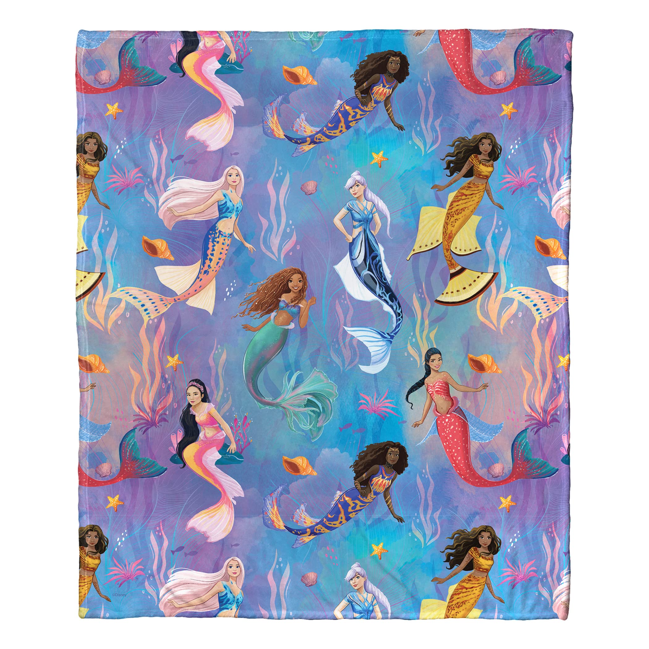 Northwest Little Mermaid/Ariel Silk Touch Throw Blanket, 50" x 60", Daughters Triton