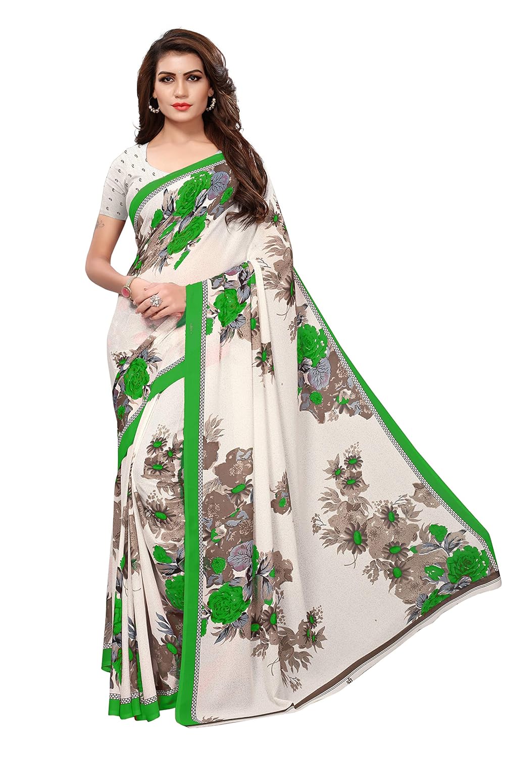 anni designer georgette saree with blouse piece