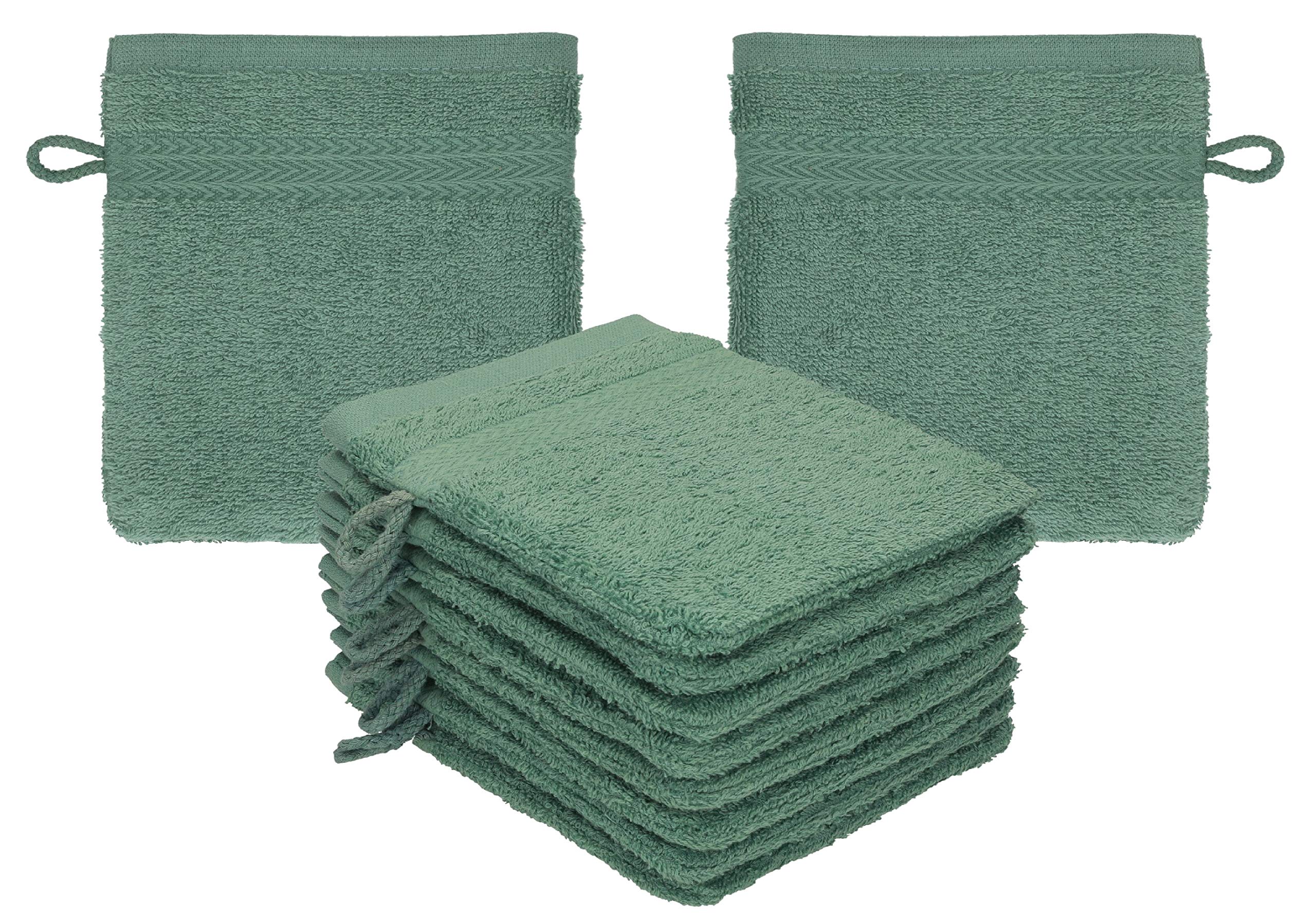 Betz PREMIUM Wash Gloves 10-piece set - terry flannels for face cleaning - made of 100% cotton - baby wash mitt colour fir-green