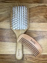 RustiK Bamboo Paddle Brush Set Eco Friendly Handmade Anti Static Gift Travel view 4