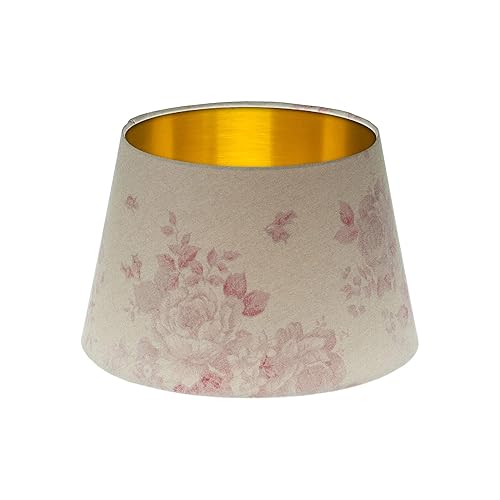 Faded Beige Red Rose French Drum Lampshade Tapered Cone Lamp